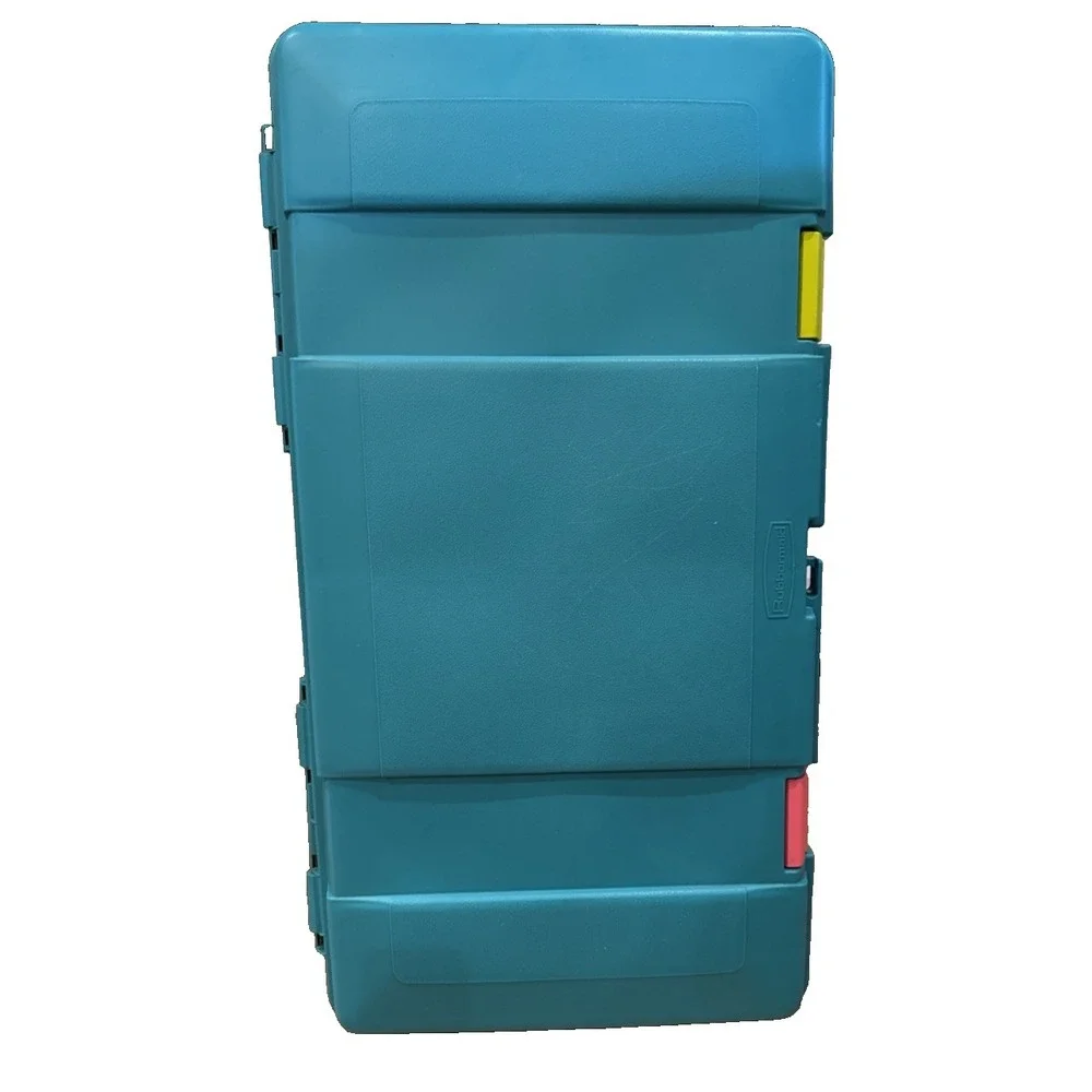 Vintage 1991 Rubbermaid Keepers Totelocker - Aqua Colorblock Storage Tote 2156